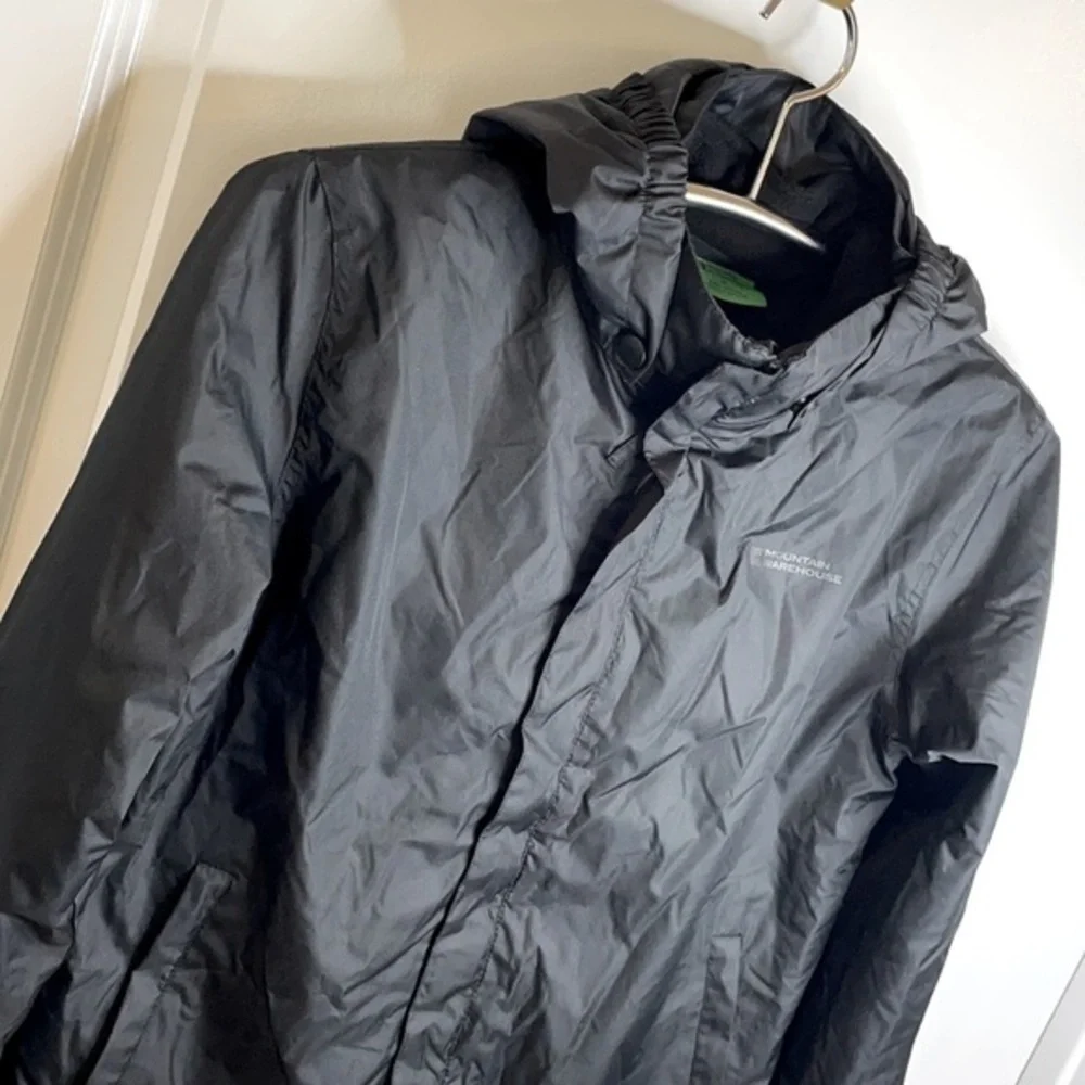 MOUNTAIN WAREHOUSE | NWT Full Zip Fleece Lined Hooded Windbreaker Black Jacket